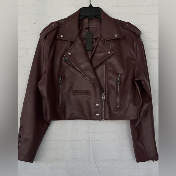 BLANKNYC Faux Leather Crop Moto Jacket. NWT. Head over heels Plum - Picture 5 of 8